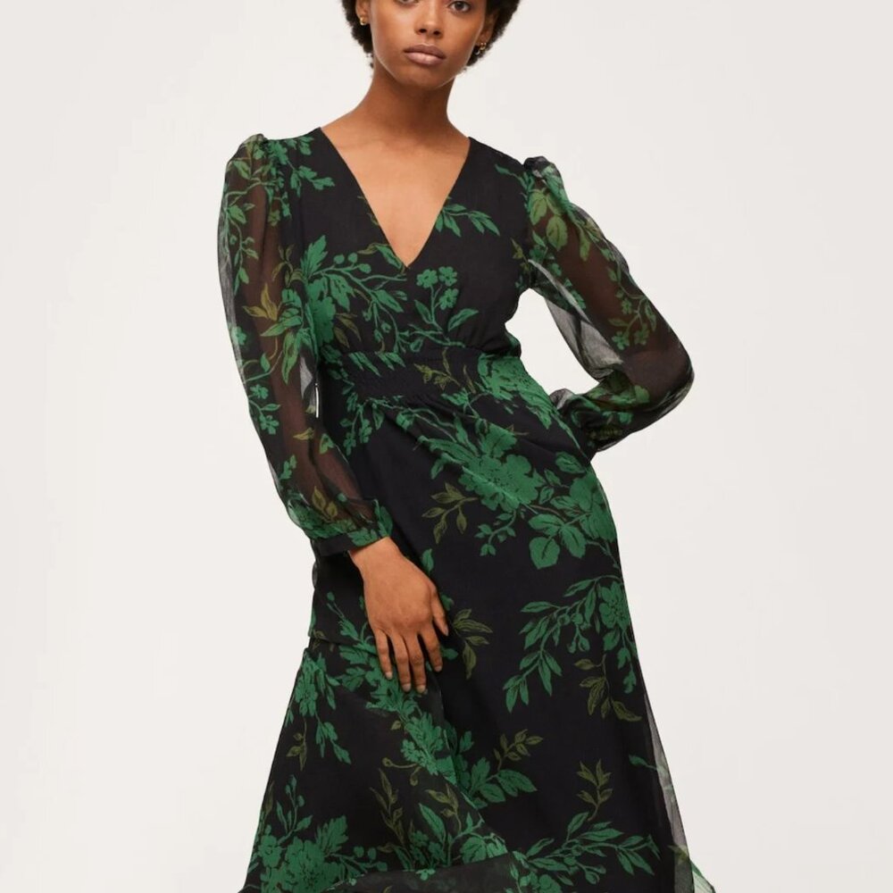 MANGO Floral Chiffon Dress